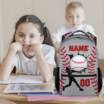 Mercuryelf Custom Kids Baseball Backpack for Boys Toddler – 17 Inch Lightweight Sports Bookbag for Elementary Middle School Students, Large Capacity School Backpack Gift - color: Grey