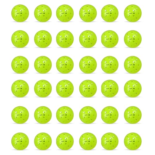 DWELL Elite 40 Hole Pickleball Balls | Crack Resistant | for Outdoor Pickle Ball Sports | Official Ball of All Florida Pickleball | Bulk Pickleballs - size: Pack of 36