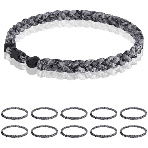 12 Pack Baseball Necklace 18inch, Team Gift for Baseball Funs, Three Braided Titanium Tornado Rope Design, with Muti - Color for Pick - color: Camo Grey