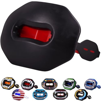 Oral Mart Flag Football Mouth Guard with 3D LipFit Design for Kids - Youth Football Mouthguard (No Boil) Cool Instant Fit Lip Guard Mouthpiece for Braces (Detachable Helmet Strap Included) - color: Red/Black