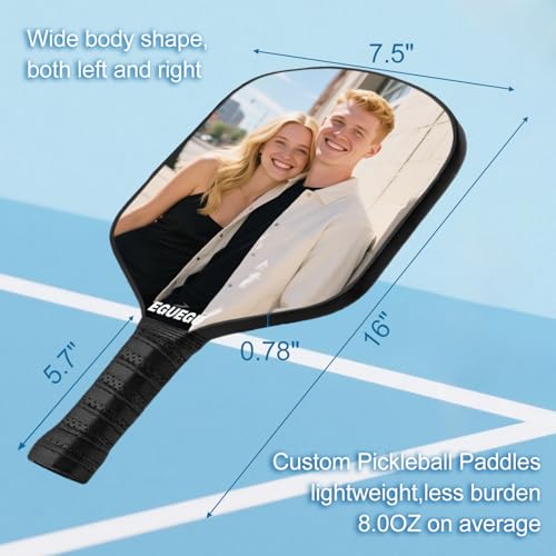 Custom Pickleball Paddles with Photo Text Logo, Personalized Pickleball Paddles with Comfort Grip, Personalized Gifts for Beginners, Lover, Boyfriend, Men (Only One Paddle) - color: black