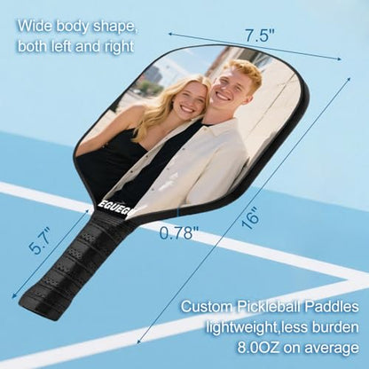Custom Pickleball Paddles with Photo Text Logo, Personalized Pickleball Paddles with Comfort Grip, Personalized Gifts for Beginners, Lover, Boyfriend, Men (Only One Paddle) - color: black
