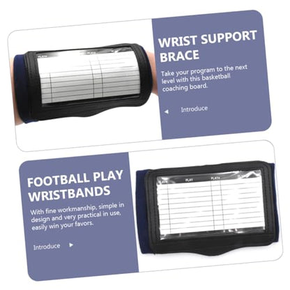 SECFOU 2 Pieces Football Strategy Card Holder Wristbands with Soft Fabric, Multi-use Card Wrist Band for Quarterback and Touch Football Coaches, Blue