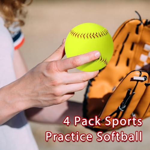 Sports Practice Softballs Slow Pitch Official Size and Weight Softballs, Unmarked Leather Covered Training Ball for Games, Practice and Training - size: 12 Inch