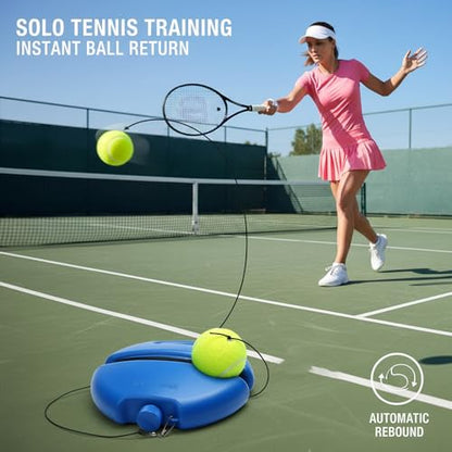 Tennis Buddy, Tennis Trainer Rebound Ball Set with Base and Balls, Beginners Portable Self Practice and Tennis Rebounder Trainer, Turn Any Space into a Tennis Court - color: With 2 Balls