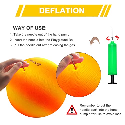 Four Square Balls, 8.5 Inch Playground Ball for Kids Outdoor Dodgeball Kickball Handball Game with Hand Pump - color: Multicolor (4 balls)