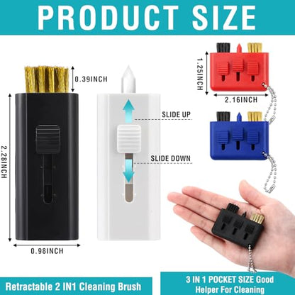 LemonRoad 16 Pcs Retractable Golf Club Cleaner Brush with 3 in 1 Portable Pocket Golf Club Groove Sharpener Tool Small Cleaning Tool for Men Women Golfer Accessories