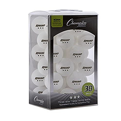 Champion Sports 3 Star Table Tennis Ball Pack – Tournament Size, 40mm Seamless, CTTA & ITTA Approved - style: Box of 38 (White)