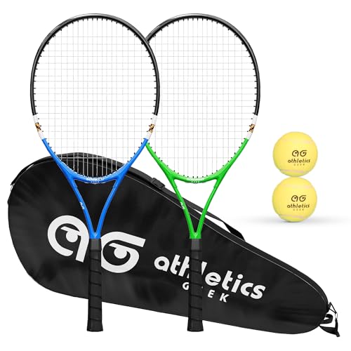 Teen Tennis Racket Set-27 Inch Tennis Rackets for Beginners and Youth Players-Lightweight Racquets with Carry Bag, Grip Tape, and Ball Offer-Ideal for Boys & Girls Ages 12+