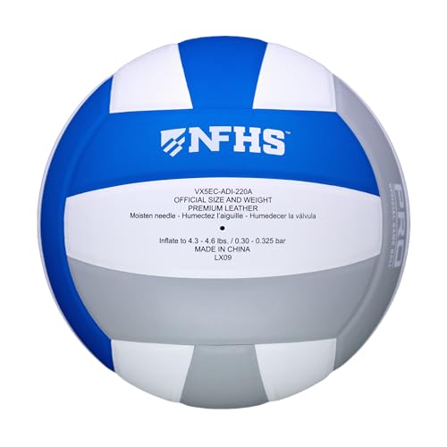 adidas | PRO | Hand Picked Leather Indoor Game Volleyball | NFHS Certified | Official Size - color: Blue/White/Gray