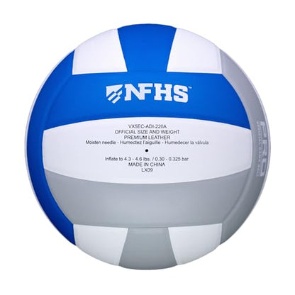 adidas | PRO | Hand Picked Leather Indoor Game Volleyball | NFHS Certified | Official Size - color: Blue/White/Gray