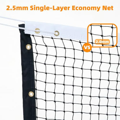 Professional Tennis Net 42ft x 3.5ft – Single Layer Heavy-Duty Court Replacement Net with 6mm Steel Cable & Complete Accessories | UV/Water-Resistant, Ideal for Court Contractors & Schools