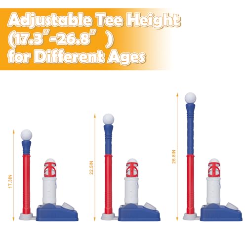 EagleStone Baseball Tee，T-Ball Set for Kids Ages 3-5, Toddler Baseball Set with Step-On Pitching Machine, Adjustable Batting Tee, Bat and 6 Balls - Perfect Outdoor Christmas Toys Gift for Boys - style: Pitching