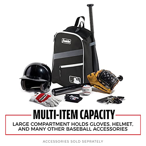 Franklin Sports Kids MLB Baseball Batpack Bag - Youth Baseball, Softball + Teeball Backpack - Sports Equipment Bag for Kids + Toddlers - Holds (2) Teeball + Baseball Bats + Includes Fence Hook - color: Black/Gray/White