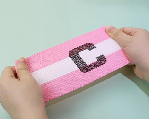 ONLYKXY Captain Armbands Letter C 9x30CM/3.54x11.81inch Adjustable Leader Armband for Captain Soccer Basketball Volleyball Team Competition Coach Players Wrist Arm Bands,Pink & White,1pcs
