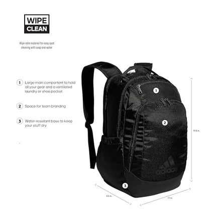 adidas Defender Sports Backpack with Shoe Compartment, Soccer Bag - color: Black/Black