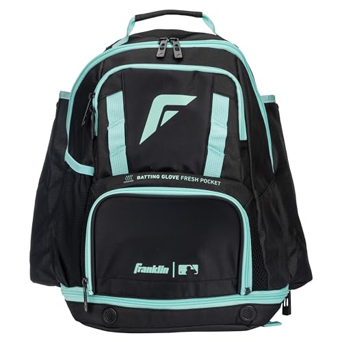 Franklin Sports Gameday Baseball + Fastpitch Softball Backpacks - Adult + Youth Bat Bags for Equipment - Waterproof Batpacks - color: Mint/Black