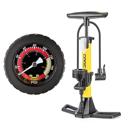 Bike Pump with Pressure Gauge- 160 PSI Bicycle Floor Pump fits Presta & Schrader Valve - Bike Pump with Air Ball Pump Inflator
