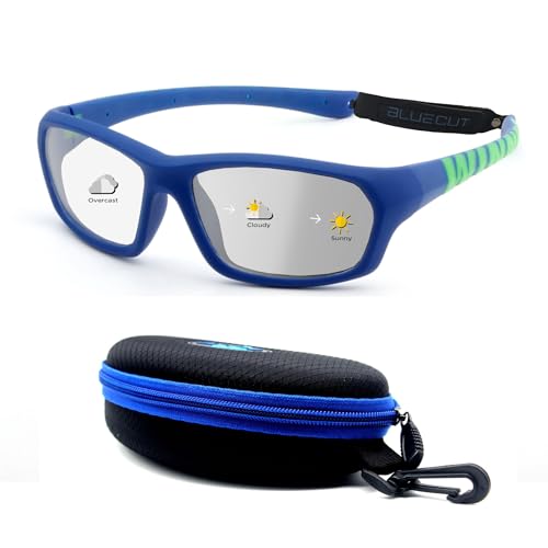 BLUE CUT Sports Protection Goggles, Photochromic Lenses Safety Glasses for Basketball, Pickleball and Outdoor Sports - color: Green/Photochromic