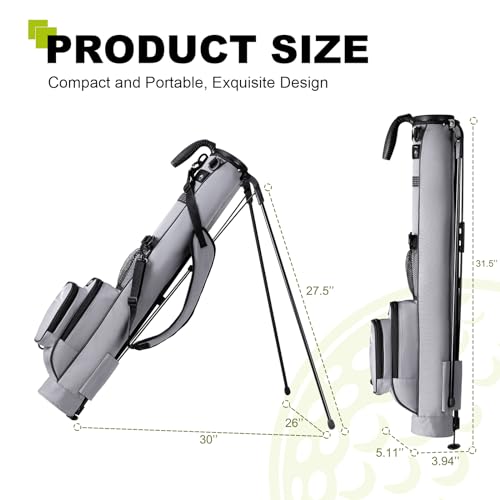 uniHimal Golf Lightweight Stand Carry Bag– Easy to Carry and Durable Pitch n Putt Golf Bag for The Driving Range, Par 3 and Executive Courses–31.5 inches Tall - color: Grey
