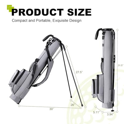 uniHimal Golf Lightweight Stand Carry Bag– Easy to Carry and Durable Pitch n Putt Golf Bag for The Driving Range, Par 3 and Executive Courses–31.5 inches Tall - color: Grey