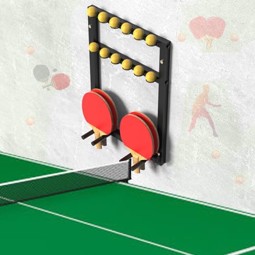 Ping Pong Paddles Holder Wall Mount, Metal Table Tennis Storage Rack for Game Room/ Man Cave/ Apartment - Holds 6 Paddles & 12 Balls, Space Saving Display Stand Holder Shelf Sport Equipment Organizer
