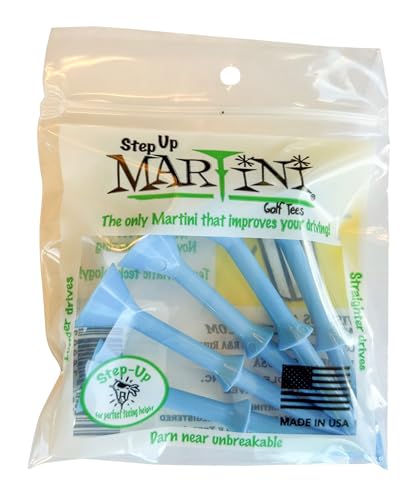 MARTINI Step-Up Golf Tees - Virtually Unbreakable Durable 3 1/4 Inch Plastic Tees (5 Pack) - color: Blue