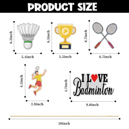 Badminton Table Centerpiece Stick, Badminton Themed Birthday Party Decorations, Trophy-Racket-Medals Set of 15 - color: Ilb