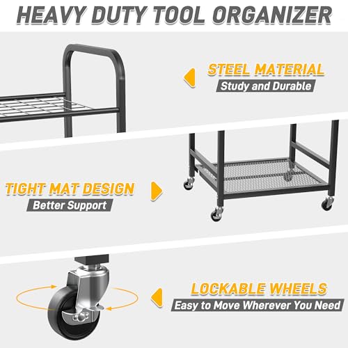 Ultrawall Garden Tool Organizer Stand, Yard Tool Storage Rack with Lockable Wheels, Garage Tool Storage for Rake, Brooms, Indoor & Outdoor Use - size: Small