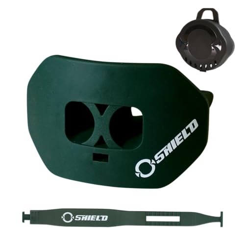 O Shield Core Football Mouth Guard with Detachable Strap, No Boil Brace Friendly Lip Guard for Football, 7v7, Flag Football and Training - color: Dark Green