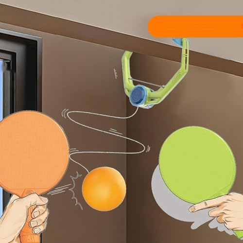 Door Ping Pong Game Over The Door, Adjustable Doorway Game Pingpong, Hanging Table Tennis Trainer Portable Set, (1 Pcs Trainer 6 Balls) Door Pong Game for Kids with Racket and Balls
