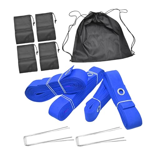 Beach Volleyball Court Boundary Lines Kit Portable with Metal Anchors 52.5 ft and 26.2 ft Line - color: Blue