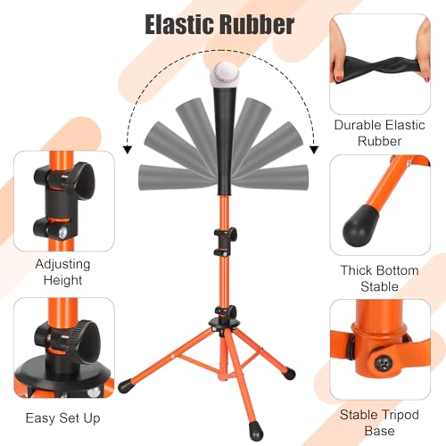 Storgem Batting Baseball tee Softball, Easy to Adjustable Height,Portable Tripod Stand Base Tee for Hitting Training Practice,with Carrying Bag