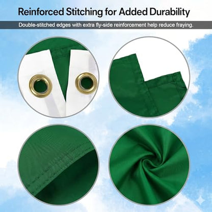 DMSE Solid Green Flag, 3x5 Flag, UV Resistant, Fade Resistant Material with Metal Grommets (3ft x 5ft), (Polyester), (Green) - color: Green, size: Polyester (3 x 5 ft)