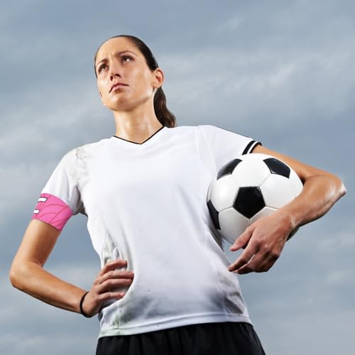Elastic Soccer Captain 'C' Armband Adjustable Football Basketball Player Arm Bands Non-Slip Anti-Drop Captain's Armband for Adult Youth - size: Youth, style: Pink