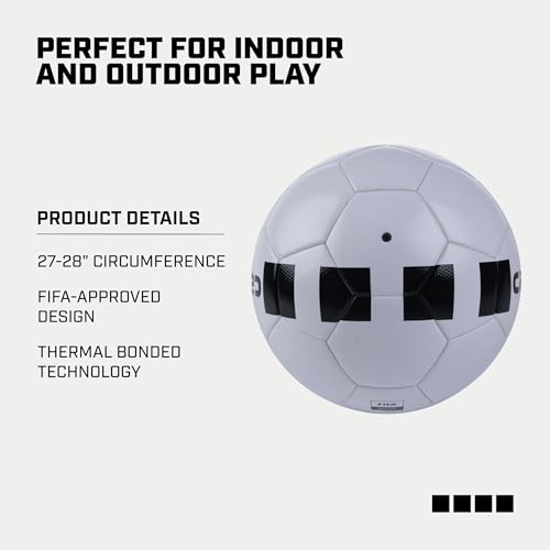 Capelli Sport Soccer Ball Size 5, 4-Cube Classic Competition Elite Soccer Ball for Youth and Adult Players, Outdoor and Indoor Training, White/Black
