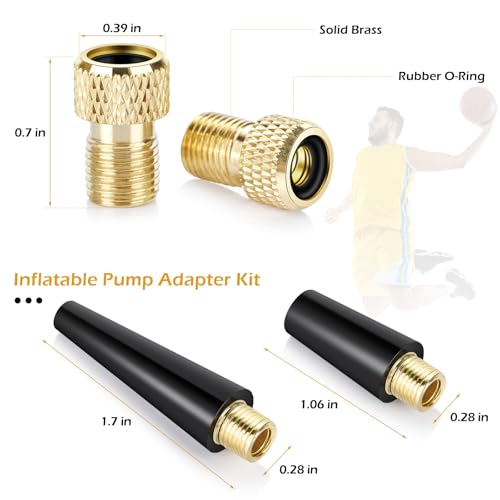 Ball Pump Needles, Unbreakable Air Pump Needles Compatible with Hand and Electric Pump, Sports Ball Air Pump Needles, Tire Valve Caps, Presta to Schrader Valve Adapters, Balloon Inflation Nozzles Kit