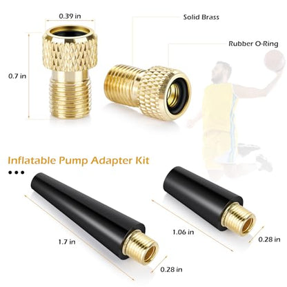 Ball Pump Needles, Unbreakable Air Pump Needles Compatible with Hand and Electric Pump, Sports Ball Air Pump Needles, Tire Valve Caps, Presta to Schrader Valve Adapters, Balloon Inflation Nozzles Kit