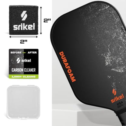 Pickleball – Paddle Cleaner Eraser with Carrying Storage Case, Premium Carbon Fiber Pickle Ball Racket Cleaner, Fast & Easy Rubber Eraser Removes Ball Residue, Dirt & Scratches - color: Black