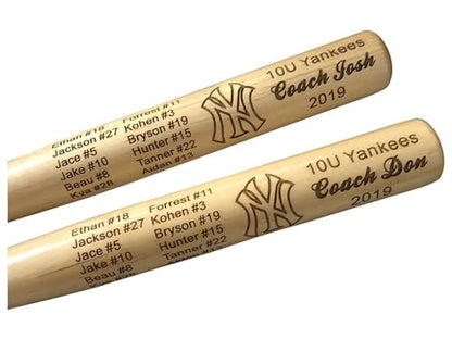 Bird's Wood Shack Mini Baseball Bat Keepsake - Solid Wood, Laser-Engraved Customizable Mini Bat for Teammates, Coaches, Ring Bearers - Baseball Bat Decor - 18-inch - Unique Trophy for Little League