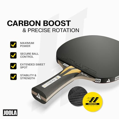 JOOLA Infinity Carbon Professional Ping Pong Paddles - Ergonomic Comfort Grip - ITTF Approved Rubbers - Professional Ping Pong Paddle for Advanced Control & Speed - Table Tennis Racket - color: Hugo Calderano Exclusive