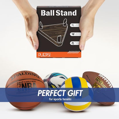 PUERSI Ball Holder Wall Mount Ball Stand Display Storage for Basketball Football Soccer Volleyball - color: Walnut-3 Pack