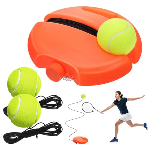 BESPORTBLE Tennis Rebound Trainer Beginner Practice Tool with Elastic Cord Stable Base for Improving Skills Includes String Balls for Self-Training and Muscle Memory Development