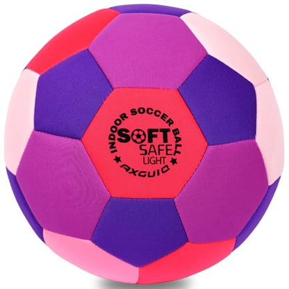 Soft Fabric Indoor Size 4 Soccer Ball, Safe and Soft Indoor Kids Youth Practice Size 4 Soccer, Lightweight House Training for Dribbling & Juggling at Home(Deflated)
