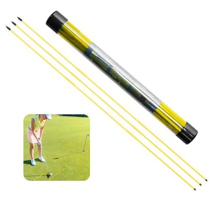 FINGER TEN Golf Alignment Sticks Rods Swing Trainer Tools 43 Inch 2 Or 3 Pack, Fits in Golf Bag Tour Stickers Practice Training Aid - color: 3 Pack Faint Yellow