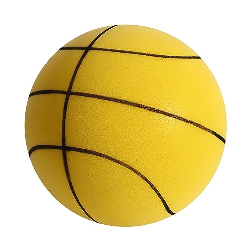Silent Basketball - Indoor Quiet Training Ball, High-Density Foam, Low Noise, Highly Elastic, Easy to Grip - color: Yellow, size: Large [21cm-5#]