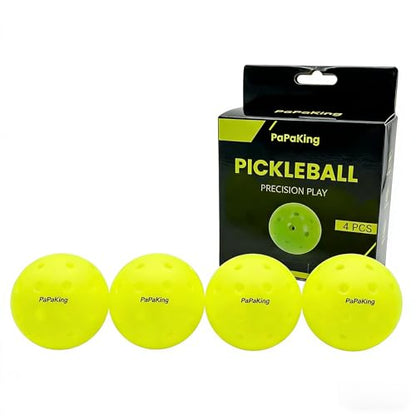 Premium Outdoor Pickleball Balls 4 Pack, 40 Holes Pickleballs with High Visibility, True Flight & Consistent Bounce, Durable Crack-Resistant Pickleball Balls for Training & Games.
