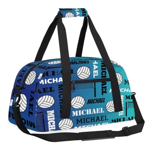 Custom Volleyball Gym Bag Duffel Bag for Women Men, Personalized Name Sport Bag Overnight Bags Customized Travel Weekender Bag, Blue - color: Blue
