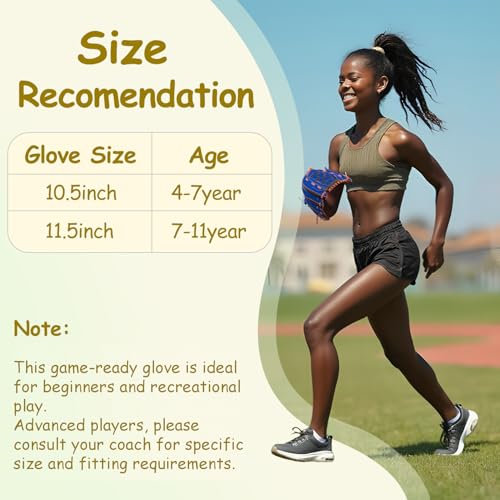 Urby Left Handed Baseball Glove, Left Handed T Ball Glove for Lefty, Left Hand Throw Only. T-Ball & Youth Baseball Gloves. - color: Black & Blue, size: 11.5in Age 7-11