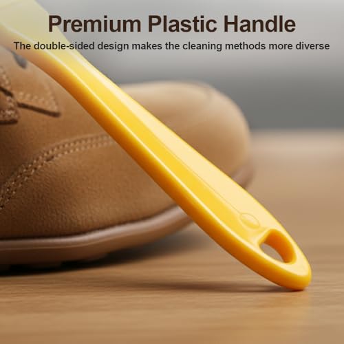 Suede Shoe Brush and Eraser,2 in 1 Scrub Suede Shoe Brush, Rubber Polish Eraser with Soft Plastic Bristles for Nubuck Cleaning (Plastic Handle/3pcs) - color: Plastic Handle/3pcs
